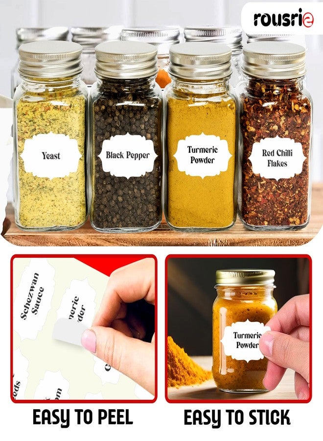 ROUSRIE Jar Label Stickers for Spices Containers Black Font White Background Preprinted Label Stickers Waterproof Oil Resistant Self Adhesive Vinyl Easy to Read Labels (Pack of 150) - Image 2